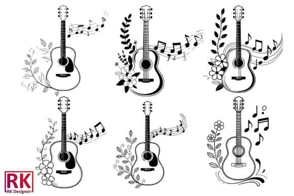 Download Floral Guitar Vector Art Boho SVG Bundle - Floral Collection