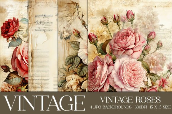 Download Vintage Floral Scrapbook Papers, S15 - Floral Collection