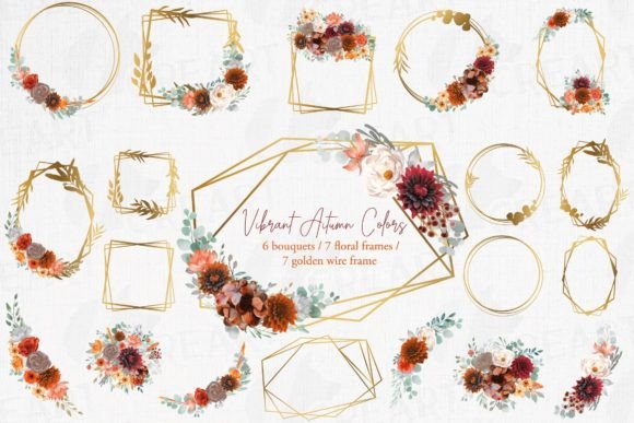 Download Autumn Floral Golden Frames and Bouquets - Floral Collection