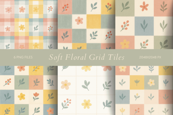 Download Soft Floral Grid Tiles - Floral Collection