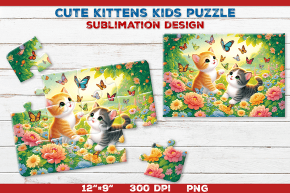 Download Cute Kittens Kids Puzzle Template - Puzzle template Collection