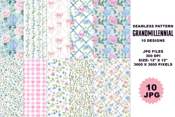 Download Grandmillennial Seamless Pastel Floral - Floral Collection