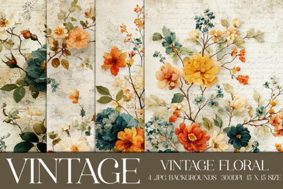 Download Vintage Floral Backgrounds, S4 - Floral Collection
