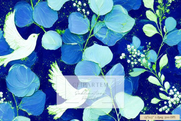 Download White Dove Cobalt Blue Floral Pattern - Floral Collection