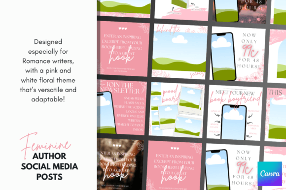 Download Canva Romance Author Social Templates - Social template Collection