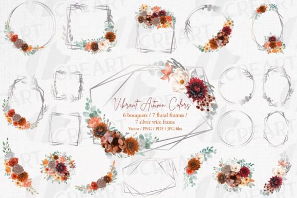 Download Autumn Floral Silver Frames and Bouquets - Floral Collection