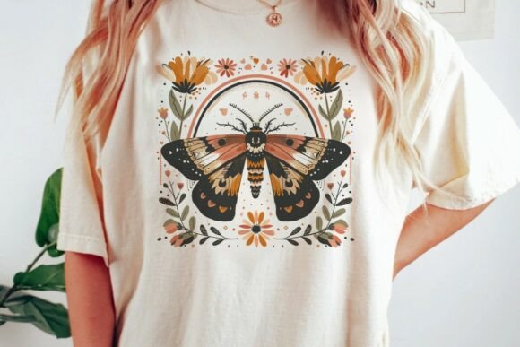 Download Boho Moth and Floral Rainbow Design Png - Floral Collection
