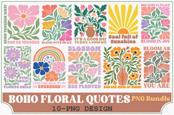 Download Boho Floral Quotes PNG Bundle - Floral Collection