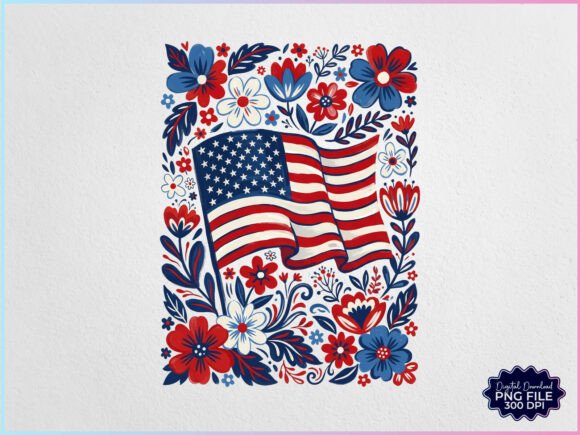 Download Patriotic Boho Floral Flag PNG - Floral Collection