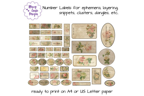 Download Shabby Floral Printable Number Labels - Floral Collection