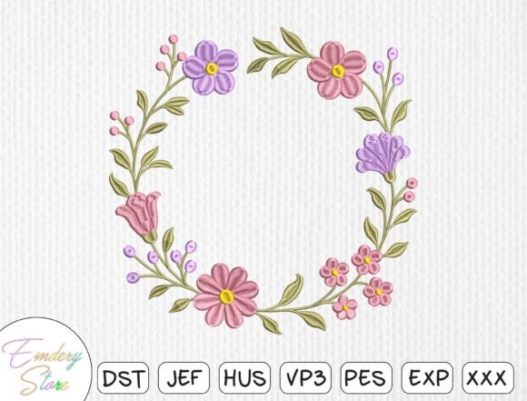 Download Pastel Floral Wreath Embroidery Design - Floral Collection